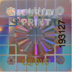Square 22mm Silver CD/DVD Self-Adhesive Hologram Security Sticker With Serial Numbers S22-1SSN